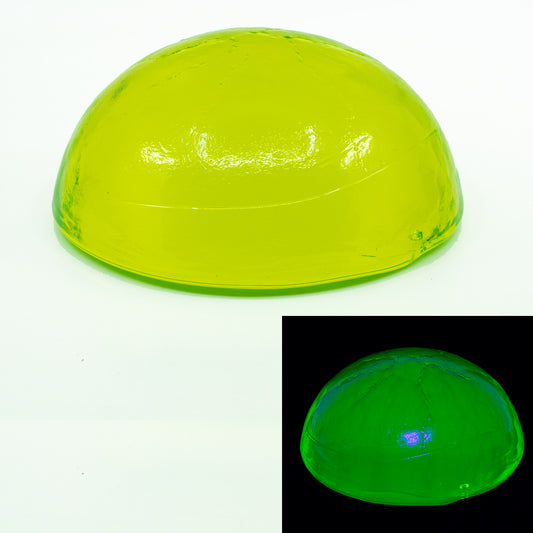 Uranium Glass Paperweight (Glow under UV) - Half Sphere Green, Czech Republic