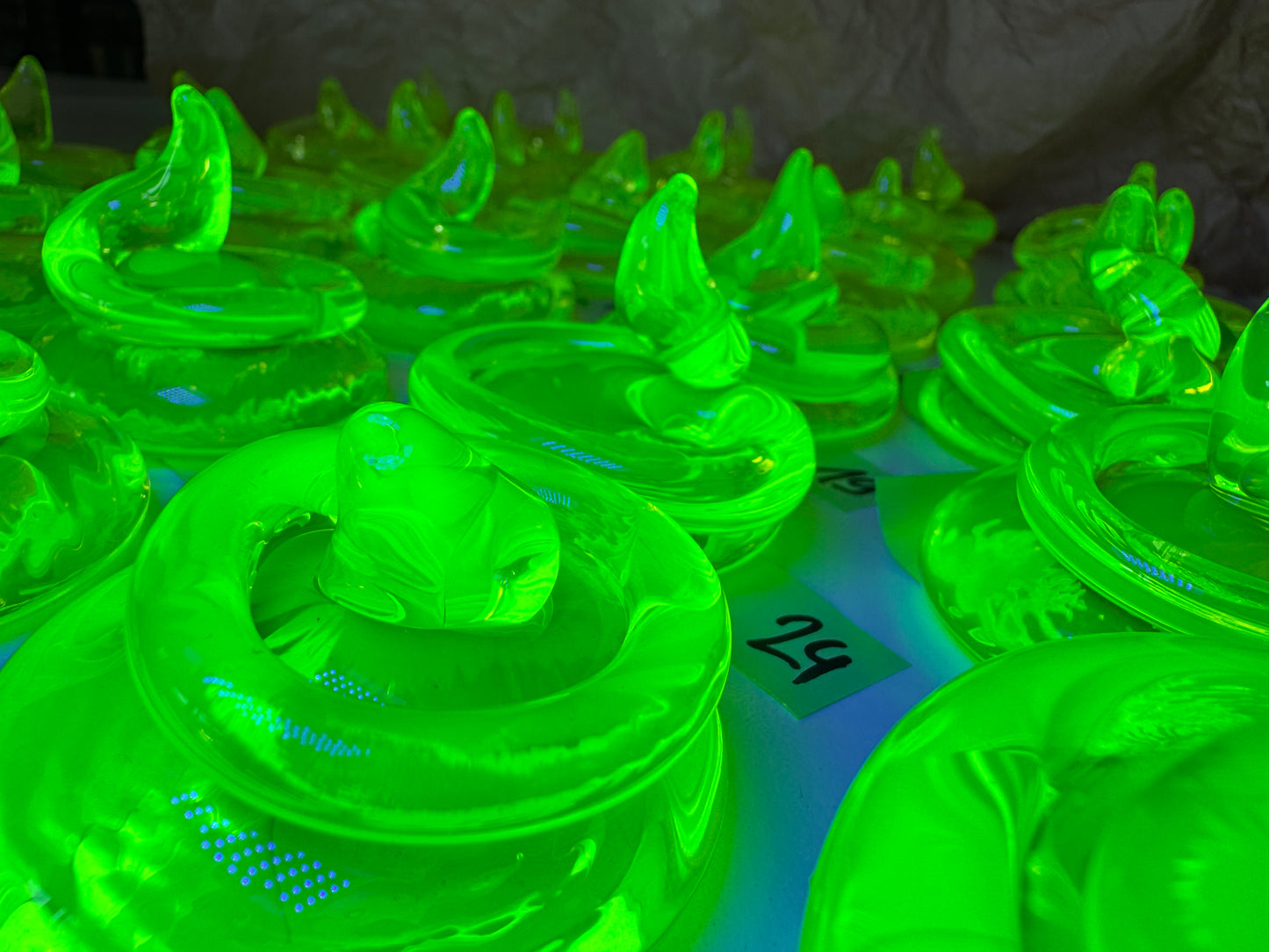 Uranium Glass Baby Mini POOP Paper-Weight – Handmade UV-Reactive Art Figurines, Czech Republic