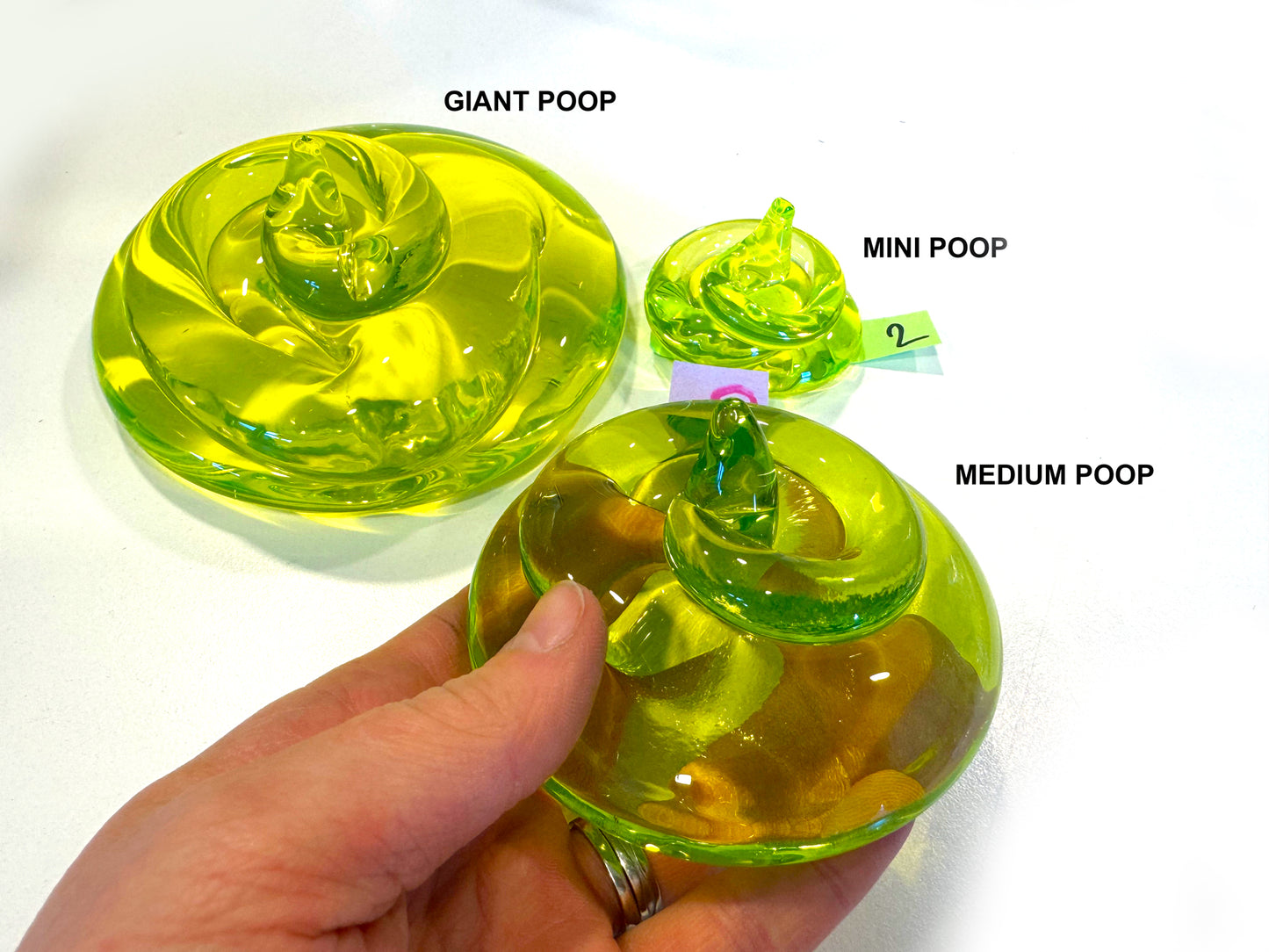 Uranium Glass Baby Mini POOP Paper-Weight – Handmade UV-Reactive Art Figurines, Czech Republic
