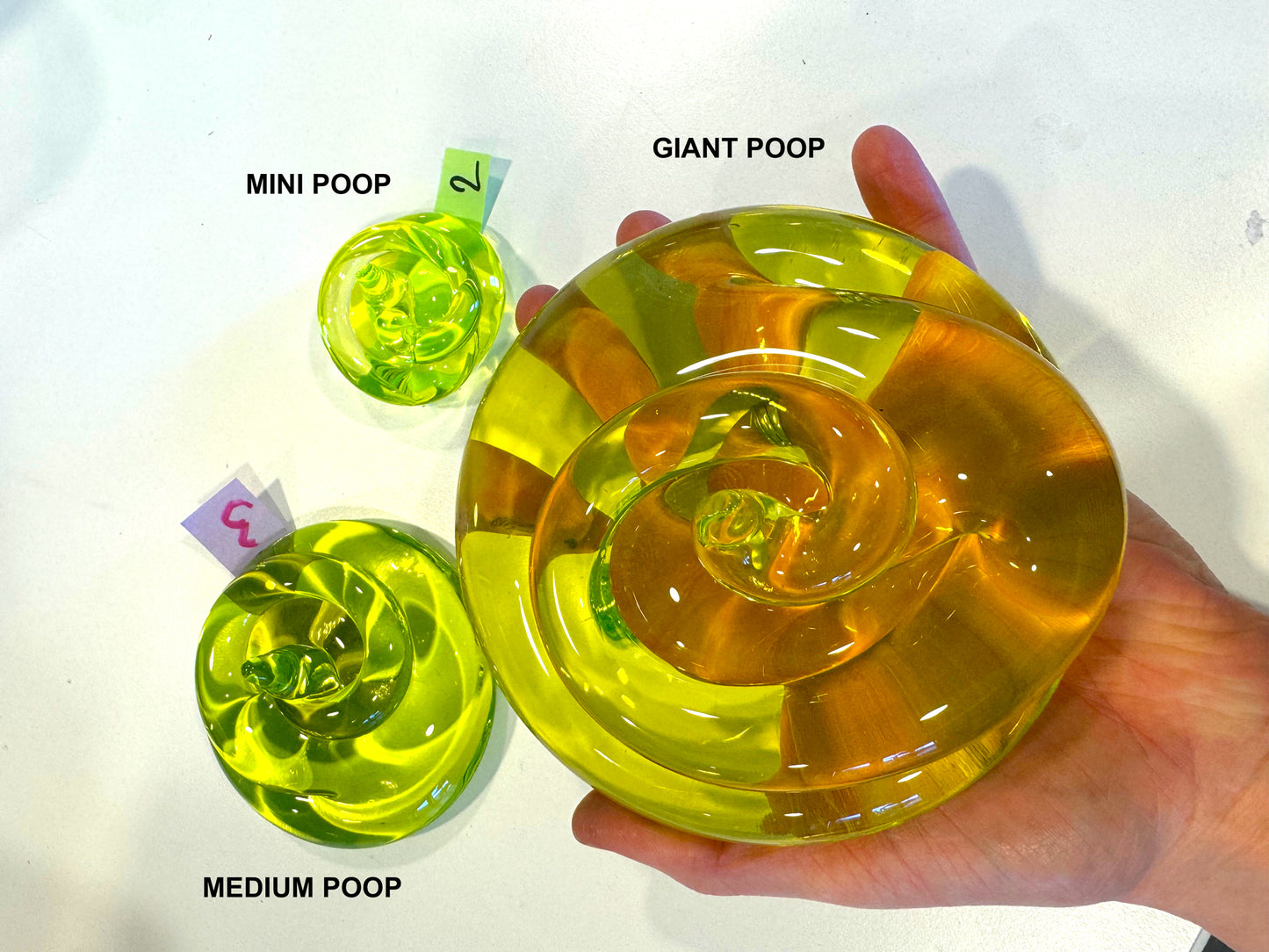 Uranium Glass Baby Mini POOP Paper-Weight – Handmade UV-Reactive Art Figurines, Czech Republic