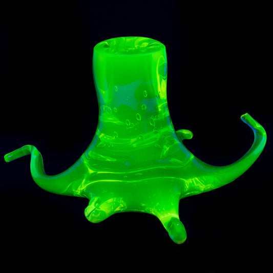 YELLOW Uranium Glass Statuette - Tree Stump Unique Piece