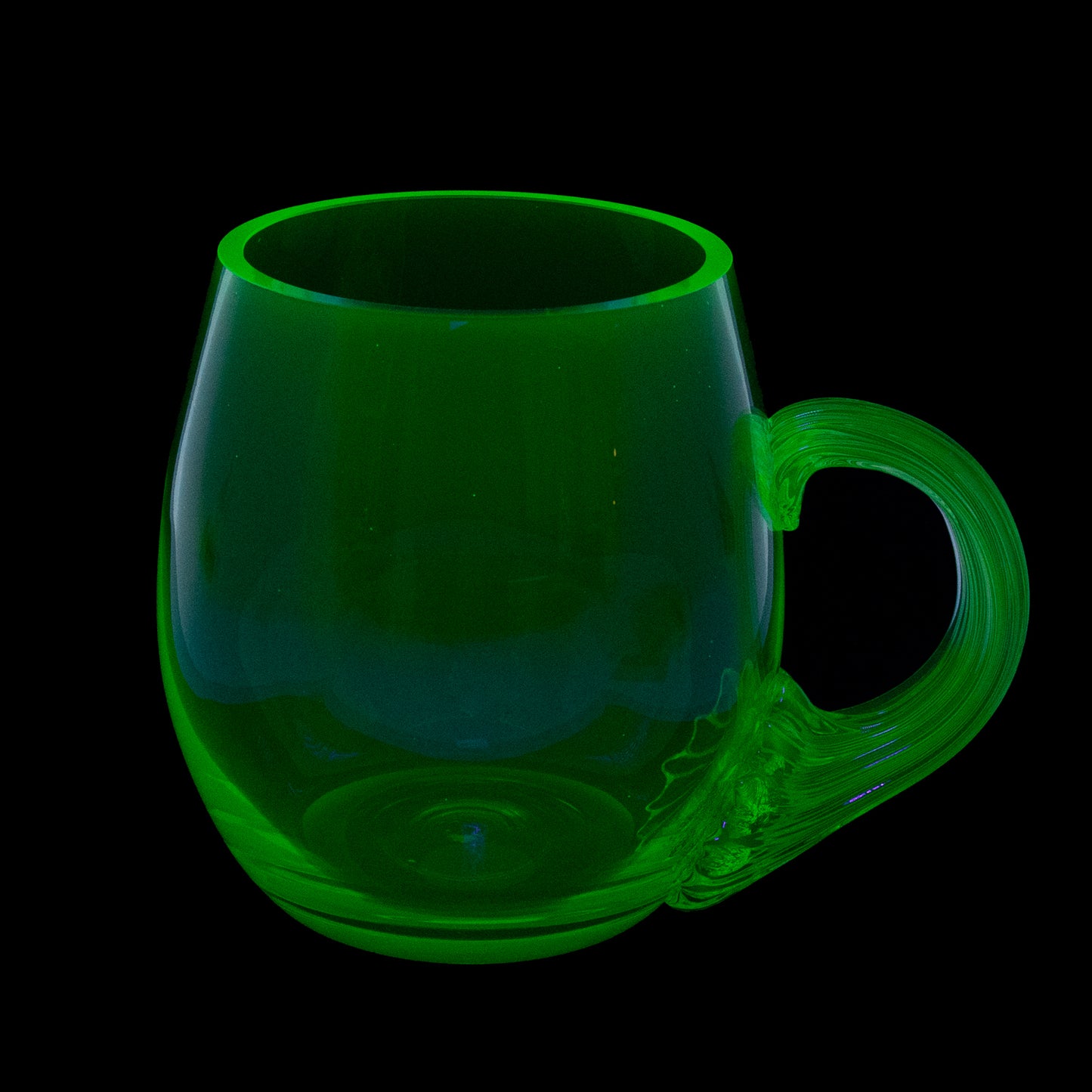 GREEN Uranium Glass Tableware (Glow under UV, No hot water) - Beer Glass Smooth, Czech Republic