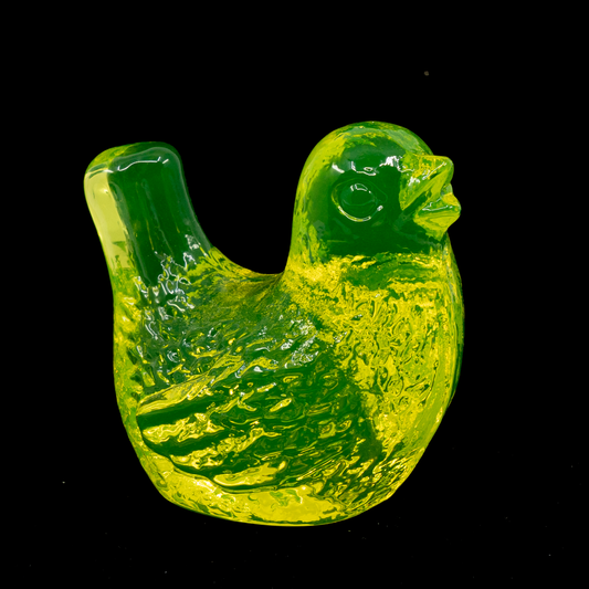 Uranium Glass Bird – Handmade UV-Reactive Art Figurines, Czech Republic