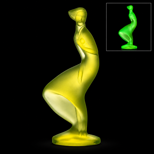 Girl Figurine – Uranium Art Glass, Czech Republic, OUTLET