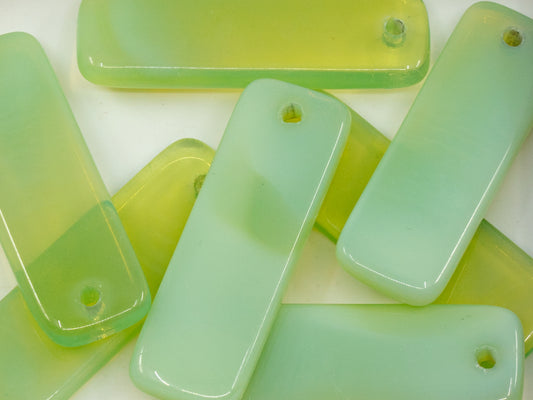 OUTLET 50g Rectangle Pendant Beads, 30 x 10 mm, Opal Green (51200), Glass, Czechia