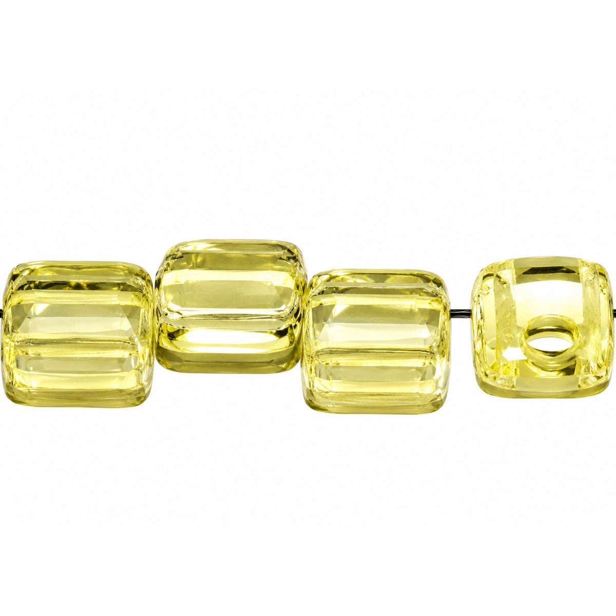 2-Hole Square Beads, Transparent Yellow (80100), Glass, Czech Republic