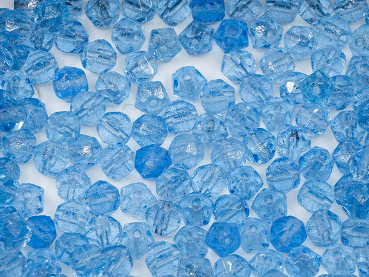 奥特莱斯 10克压制珠，6 x 6毫米，透明蓝色（30020），玻璃，捷克共和国