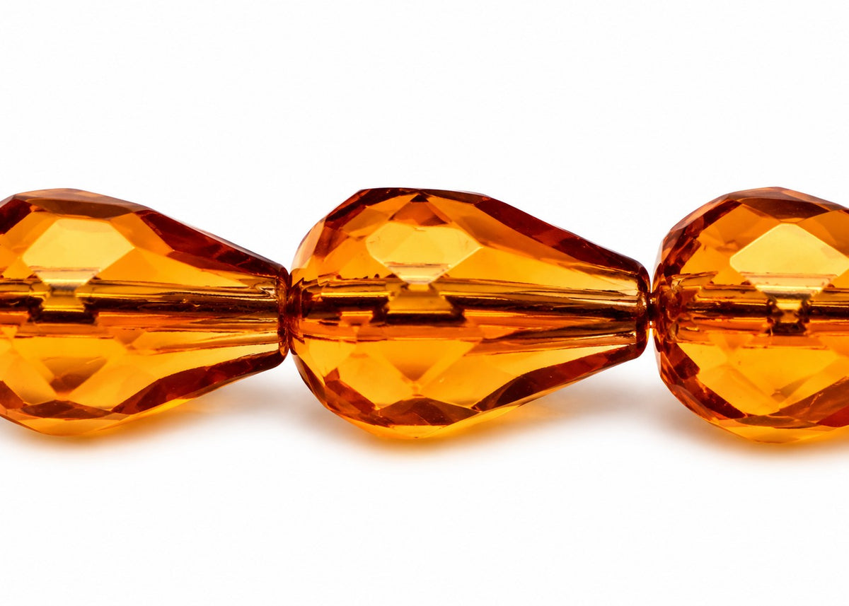 Faceted Fire Polished Beads Special Cut, Transparent Orange (10060), Glass, Czech Republic