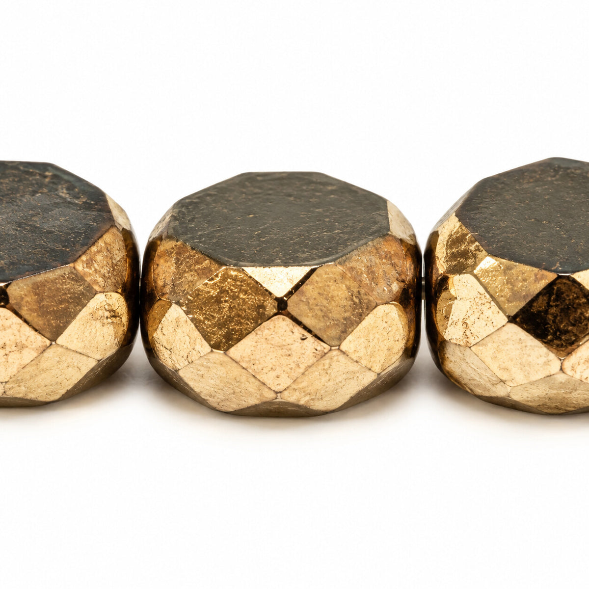 Cut & Faceted Fire Polished Beads, Black Brass (23980-90215), Glass, Czech Republic