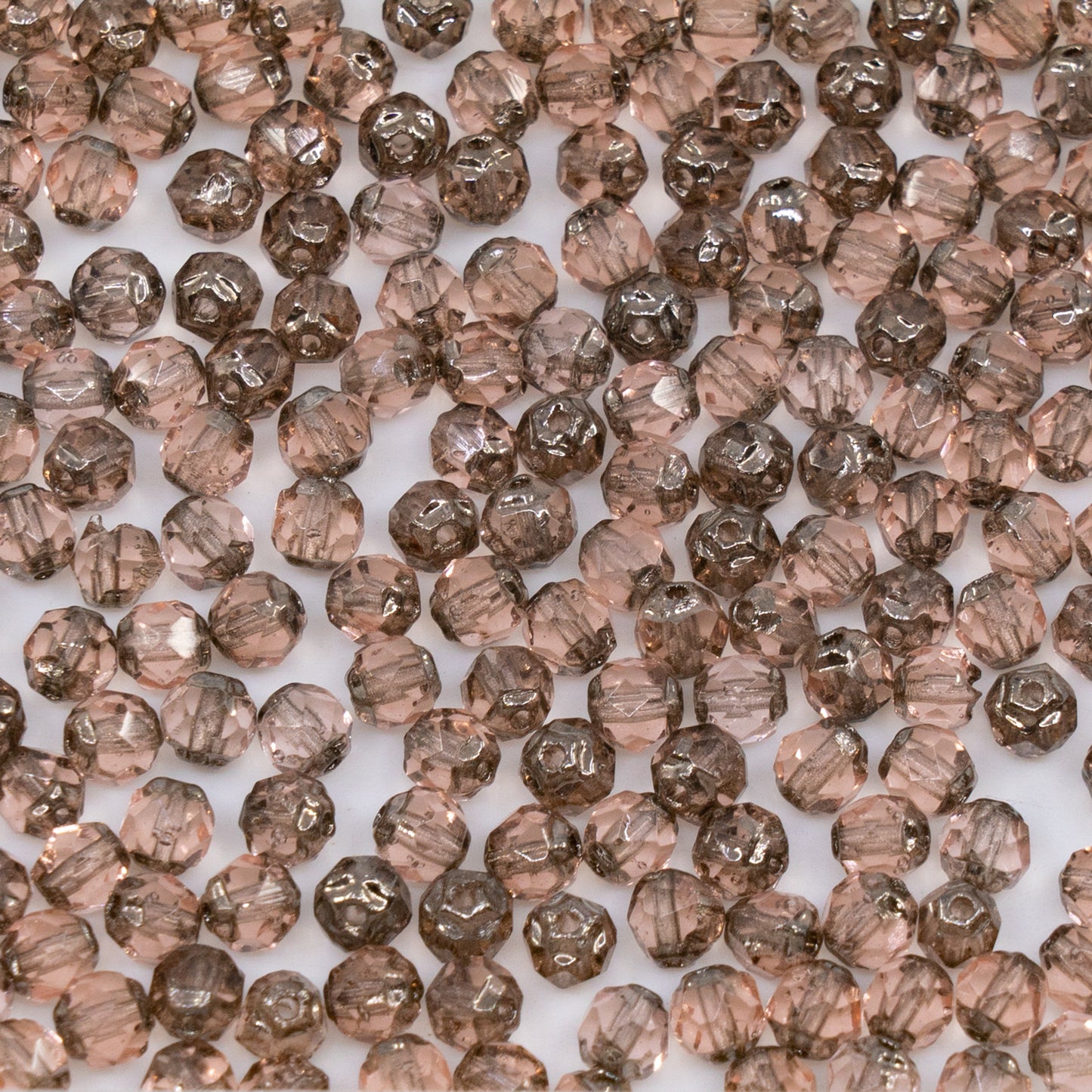 OUTLET 250g/50g Fire Polished Faceted Beads Cathedral, 4 x 4 mm, Transparent Pink 90711 (70110-90711), Glass, Czech Republic