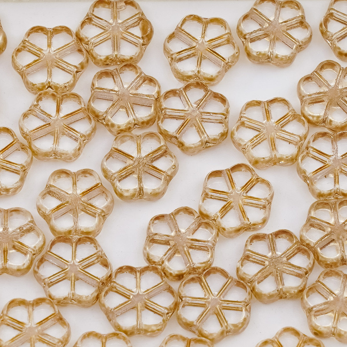 OUTLET  grams Table Cut Garland Flower Beads, 10 x 10 mm, Crystal Gold Splash (00030-86710), Glass, Czech Republic