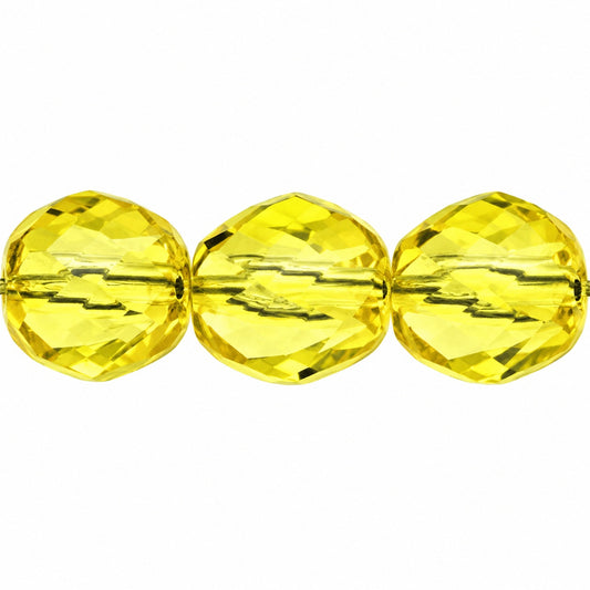 Shutter Cut Faceted Fire Polish Beads, Transparent Yellow (80120), Glass, Czech Republic