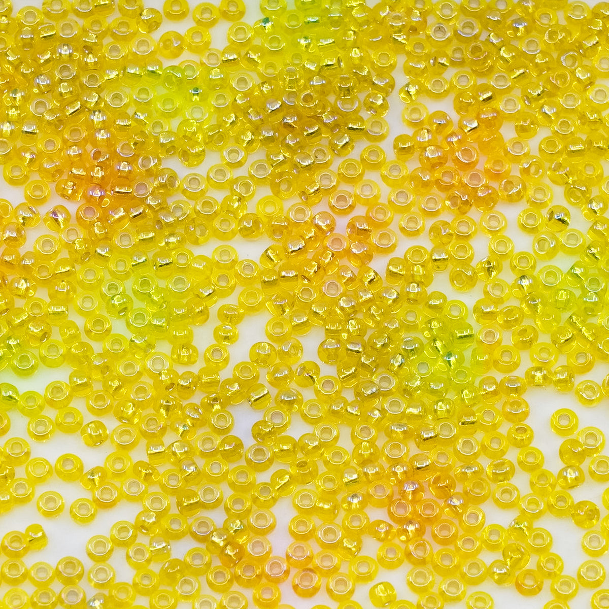 OUTLET 10g Rocailles PRECIOSA seed beads, 10/0, Yellow Silver Lined AB (87019), Glass, Czech Republic