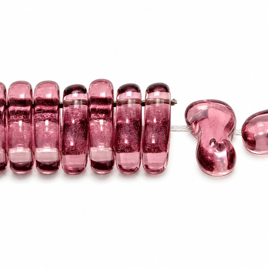2-Hole Pressed Beads, Amethyst (20060), Glass, Czech Republic