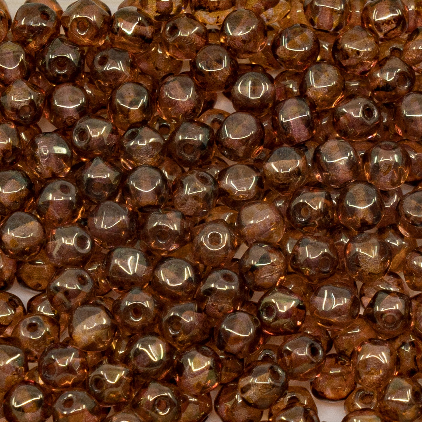 OUTLET 250g English Cut Beads Rounded, 6 x 6 mm, Crystal Stain With Luster Red (00030-65491), Glass, Czech Republic