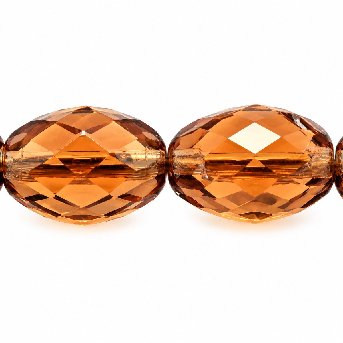 Oval Faceted Beads, Transparent Brown (10220), Glass, Czech Republic