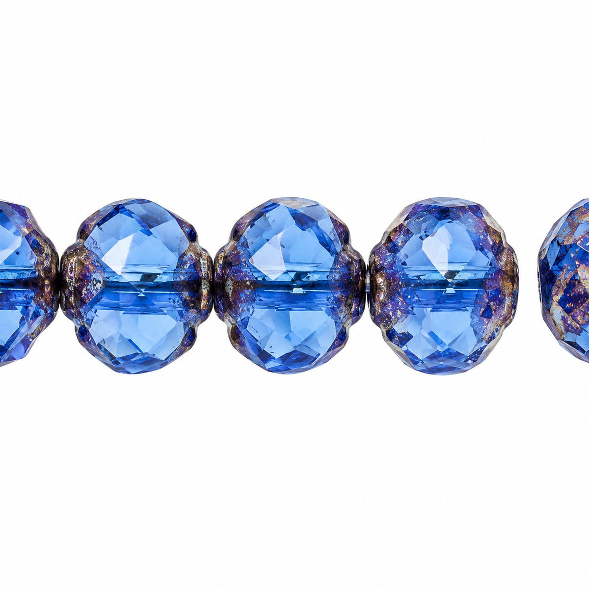 Faceted Fire Polished Beads Special Cut, Cobalt Bronze (30050-14415), Glass, Czech Republic