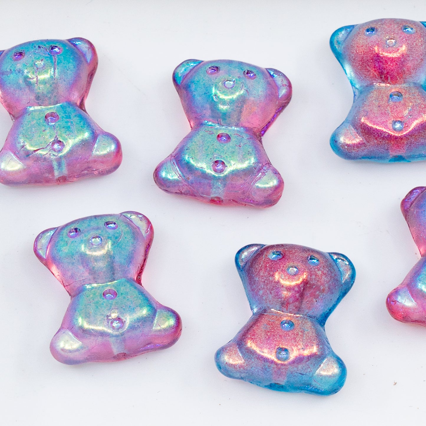OUTLET 250g/50g Cute Bear Beads, 20 x 9 mm, Crystal AB Blue Red (00030-48113), Glass, Czech Republic