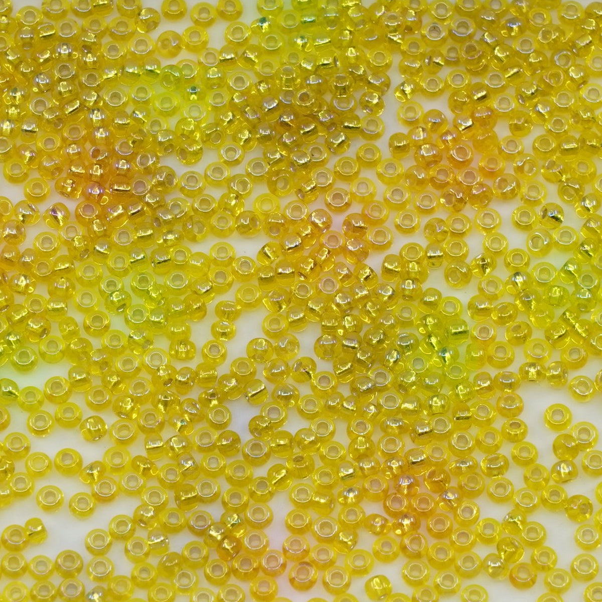 OUTLET 10g Rocailles PRECIOSA seed beads, 10/0, Yellow Silver Lined AB (87019), Glass, Czech Republic