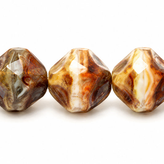Special Cut Faceted Fire Polished Beads. Smashed, X3050 Stain Strong (x3050-86805), Glass, Czech Republic