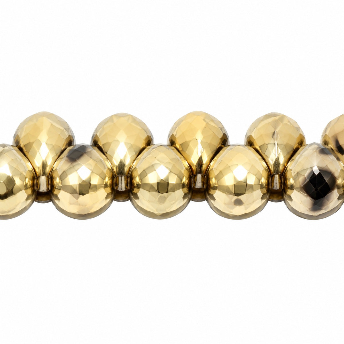 Drop Beads, Black Full Gold (23980-26440), Glass, Czech Republic