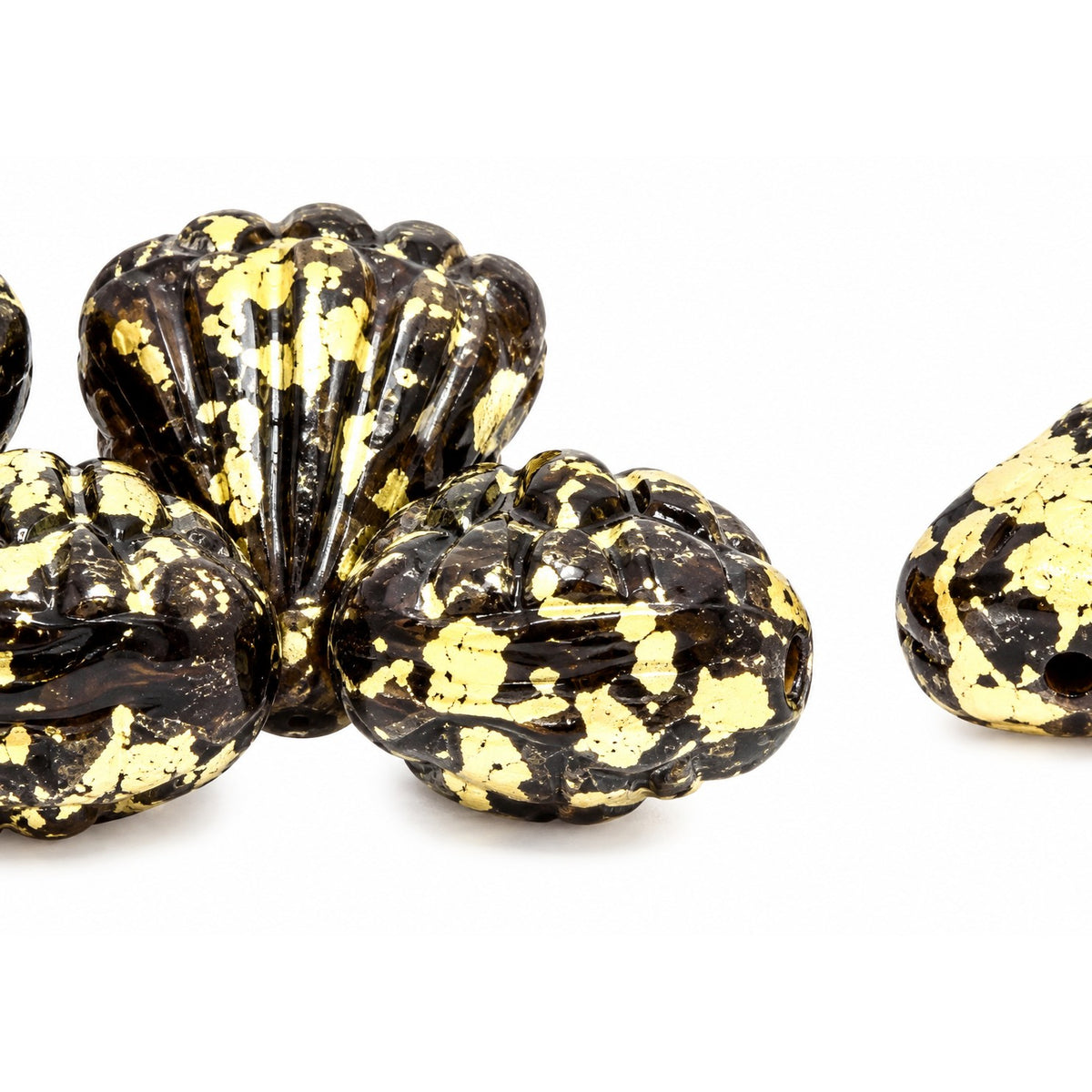 Flower Beads, Black 47901 (23980-47901), Glass, Czech Republic