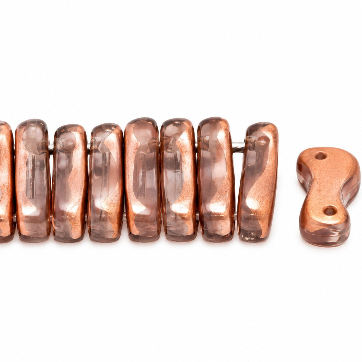 2-Hole Pressed Beads, 70230 Matte Rose Gold Capri (70230-84110-27101), Glass, Czech Republic