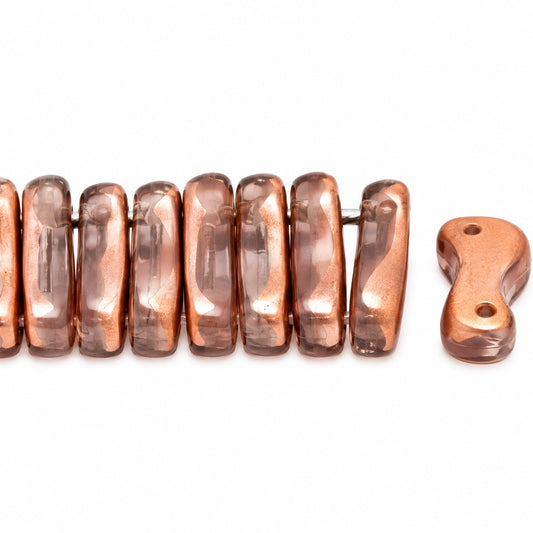 2-Hole Pressed Beads, 70230 Matte Rose Gold Capri (70230-84110-27101), Glass, Czech Republic