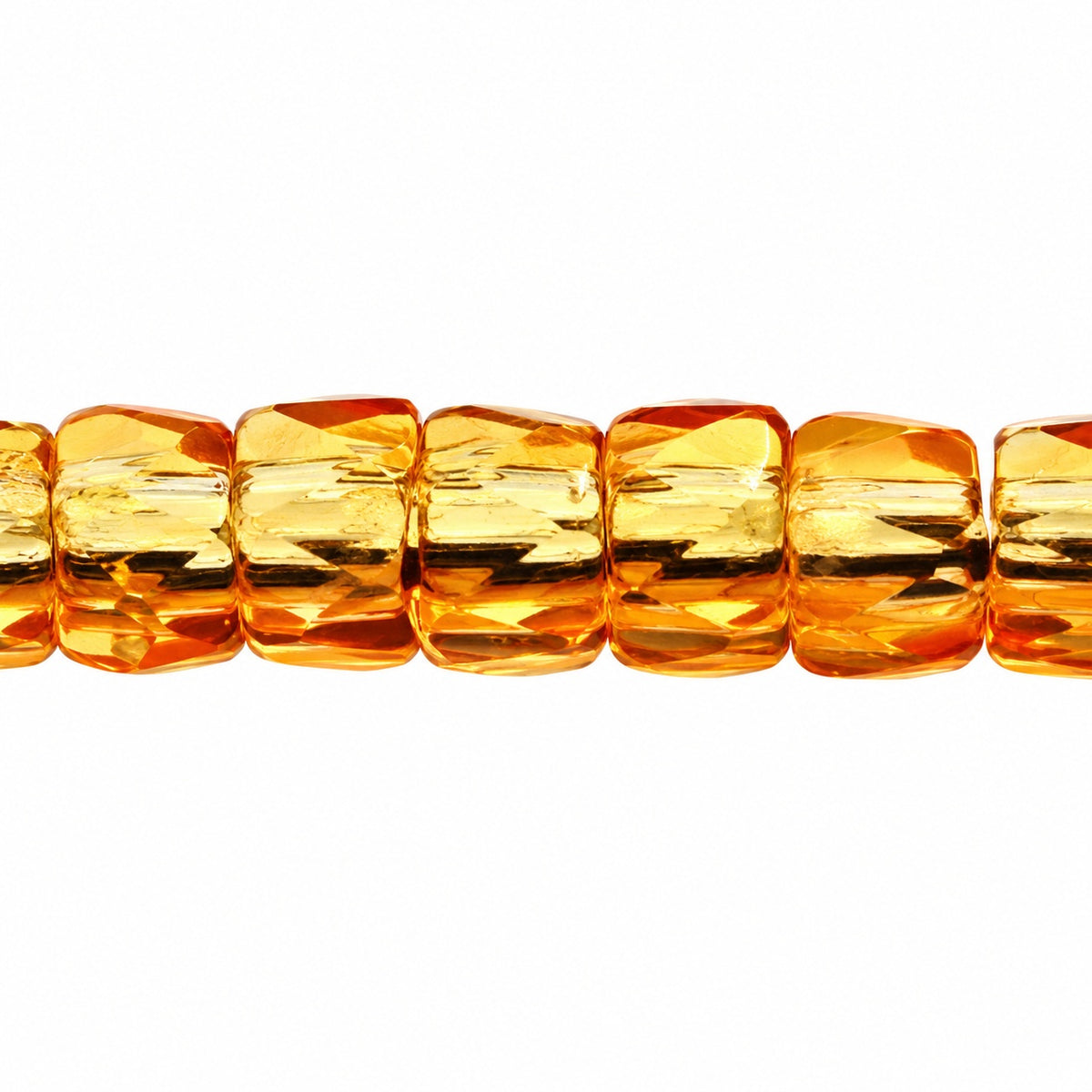 Faceted Oval Beads Special Cut, Transparent Orange (10030), Glass, Czech Republic