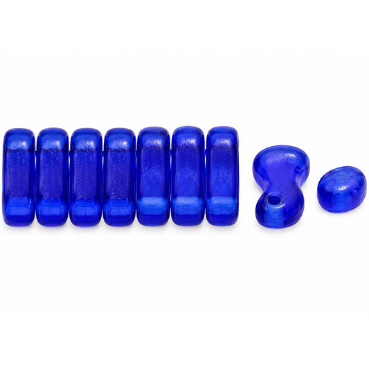 2-Hole Pressed Beads, Transparent Blue Matte (30080-84110), Glass, Czech Republic