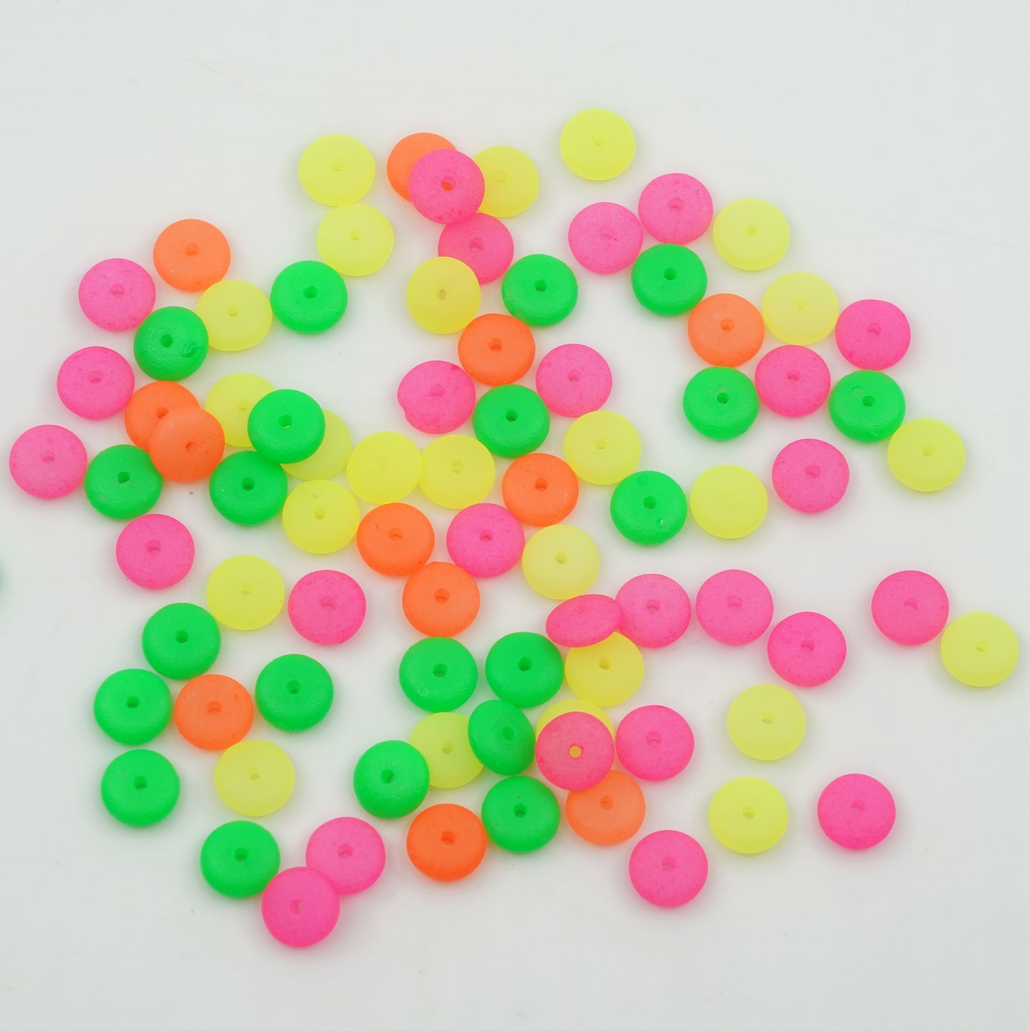 OUTLET 10 Gramm Space Disk Beads, 6 x 6 mm, Neon Mixed Colors (Neon-Mix), Glas, Tschechische Republik