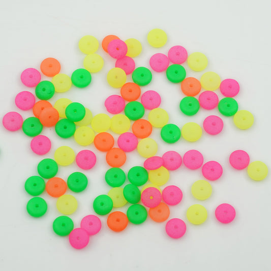 OUTLET 10 Gramm Space Disk Beads, 6 x 6 mm, Neon Mixed Colors (Neon-Mix), Glas, Tschechische Republik