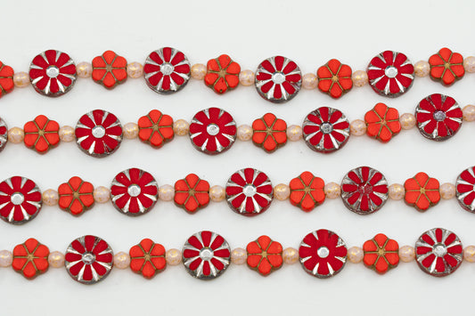 奥特莱斯 1 件串珠混合串红色桌切花环