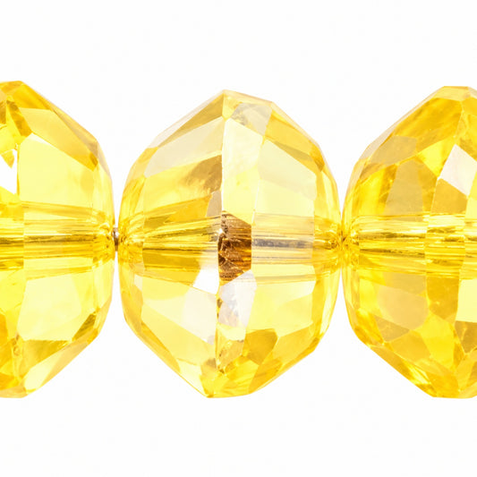 Special Cut Faceted Fire Polished Beads, Transparent Yellow Ab (80120-28701), Glass, Czech Republic