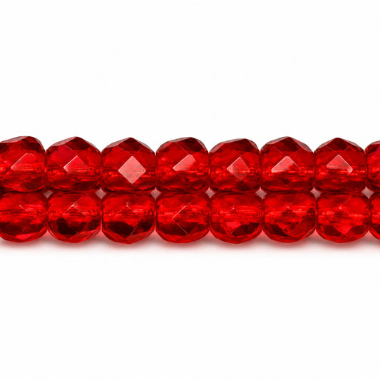 Faceted Special Cut Beads Rondelle, Ruby Red (90080), Glass, Czech Republic
