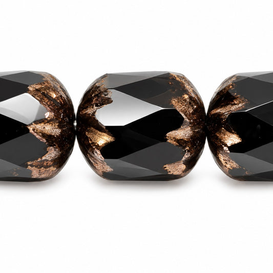 Faceted Fire Polished Beads Special Cut, Black Luster Violet Full Coated (23980-14496), Glass, Czech Republic