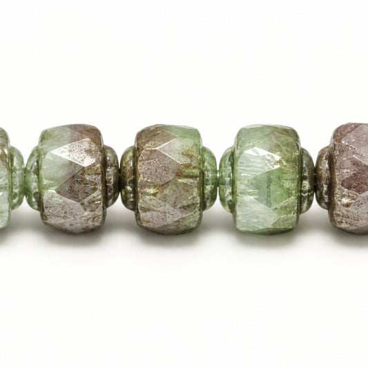 Cathedral Faceted Fire Polished Beads Special Cut, X1957 Luster Green Full Coated (x1957-14457), Glass, Czech Republic
