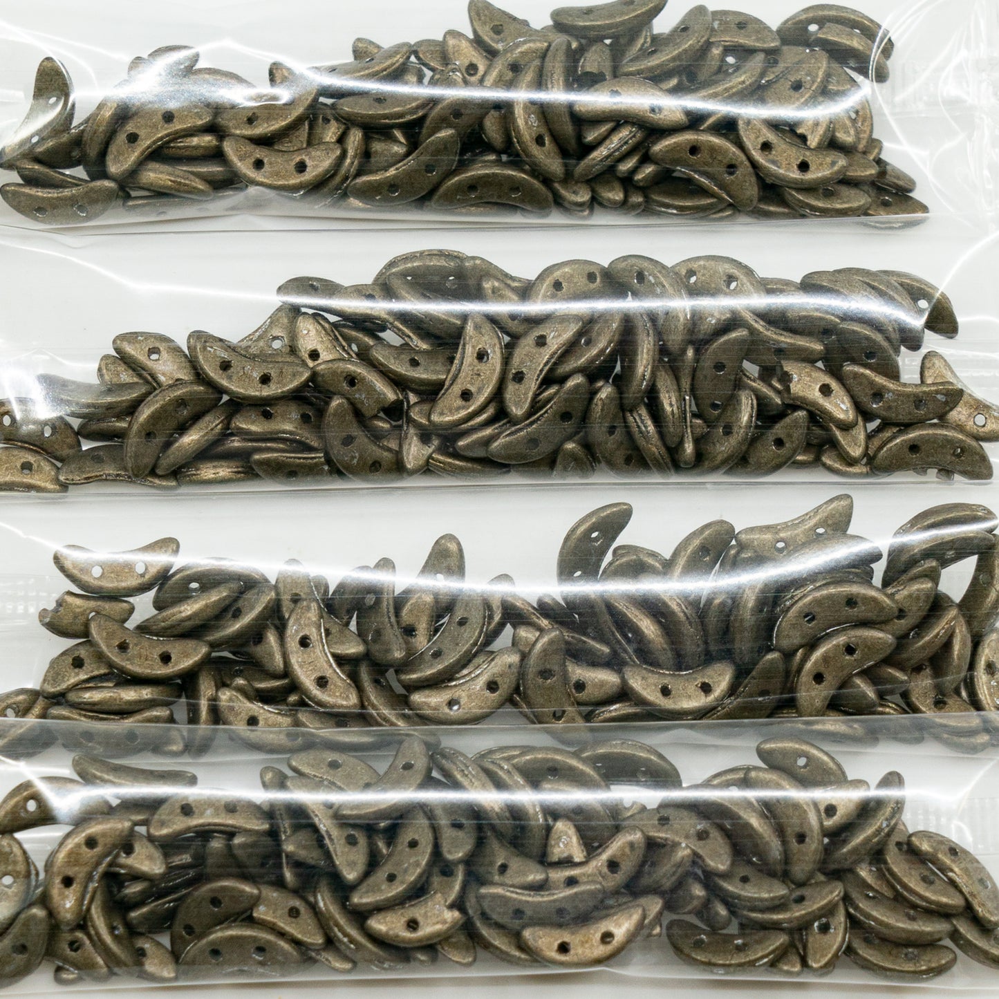 OUTLET 10 克新月双孔月亮形珠子，3 x 10 毫米，青铜（青铜色），玻璃，捷克共和国