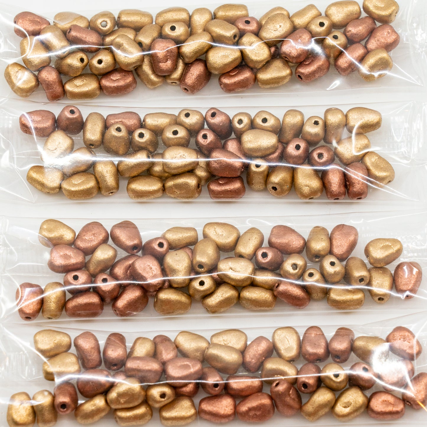 OUTLET 10 grams Pressed Beads, 5 x 6 mm, Copper Gold Iris (1610), Glass, Czech Republic