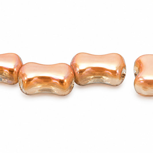 2-Hole Pressed Beads, White 22501 (02010-22501), Glass, Czech Republic