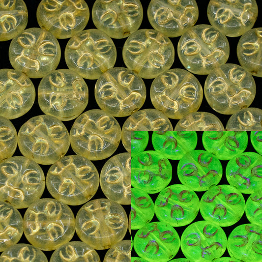 OUTLET 10克压制珠月牙形，9 x 9毫米，透明镀金（80130-54202），玻璃，捷克共和国