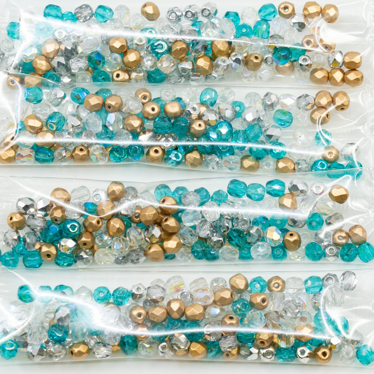 清仓 10克 切面圆形火抛光珠子，151-19001-04x04-blue-gold-mix，蓝金色混色（blue-gold-mix），玻璃，捷克共和国