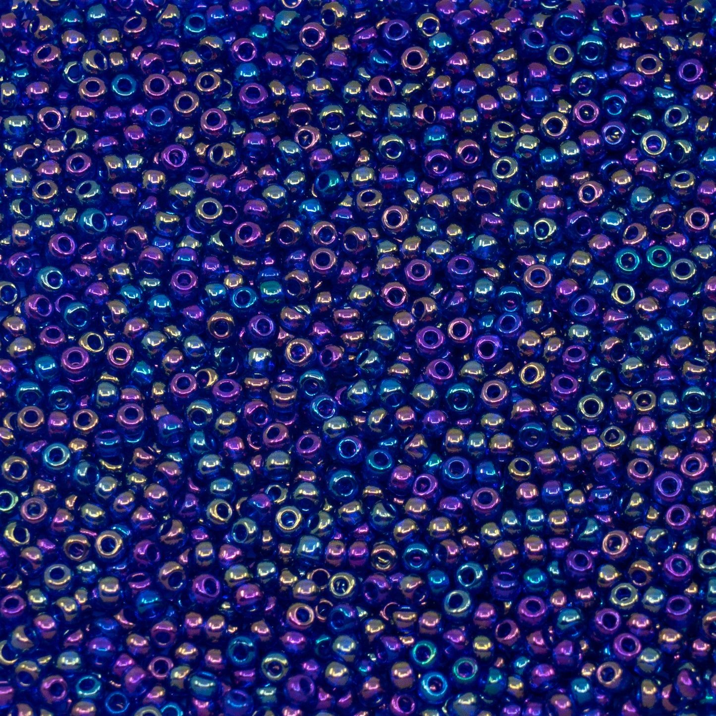 OUTLET 10 grams Preciosa Ornela Seed Beads, Round Hole, Loose, 10/0, dark sapphire, rainbow (31100), Glass, Czech Republic