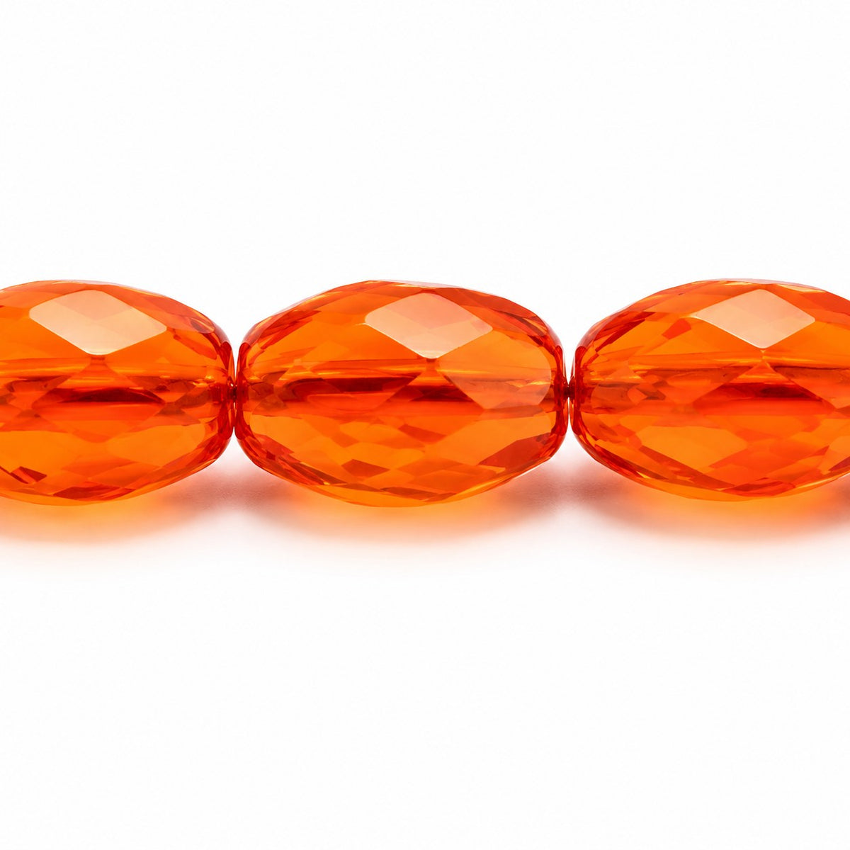 Oval Faceted Beads, Transparent Orange (90030), Glass, Czech Republic