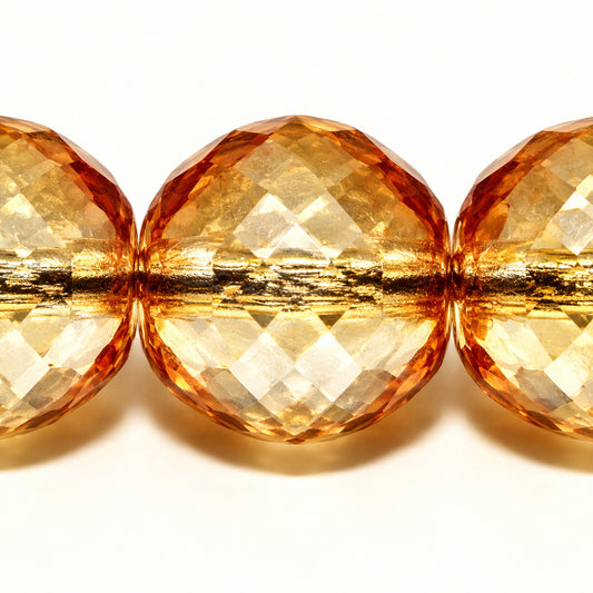 Faceted Round Fire Polish Beads - Small Cut, Crystal Luster Brown Full Coated (00030-14413), Glass, Czech Republic
