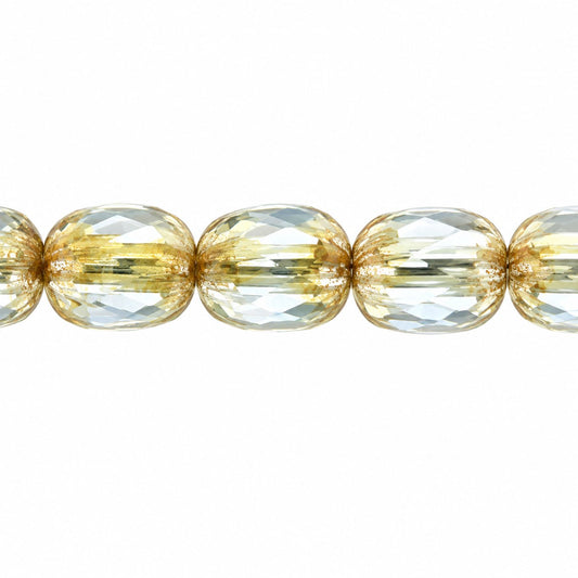 Faceted Fire Polished Beads Special Cut, Transparent Blue Antique Silver Patina (30020-81002), Glass, Czech Republic