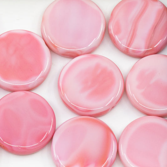 OUTLET 10 grams Coin Beads, 20 x 20 mm, Opaque Pink (74010), Glass, Czech Republic