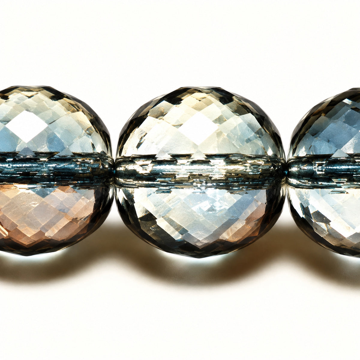 Faceted Round Fire Polish Beads - Small Cut, Crystal Crystal Bronze Capri (00030-22601), Glass, Czech Republic