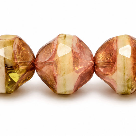 Special Cut Faceted Fire Polished Beads. Smashed, S0320 Bronze (s0320-14415), Glass, Czech Republic