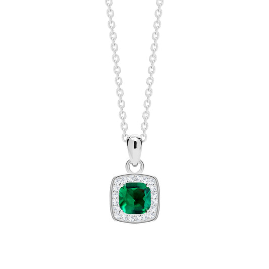 Pendant Minas Silver Ag-925 Rhodium Plated Jewelry, Cubic Zirconia Preciosa, Czech Bohemia PRECIOSA BEAUTY Jewelry, Green